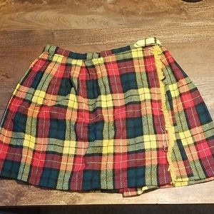 Vintage Plaid Wool Skirt